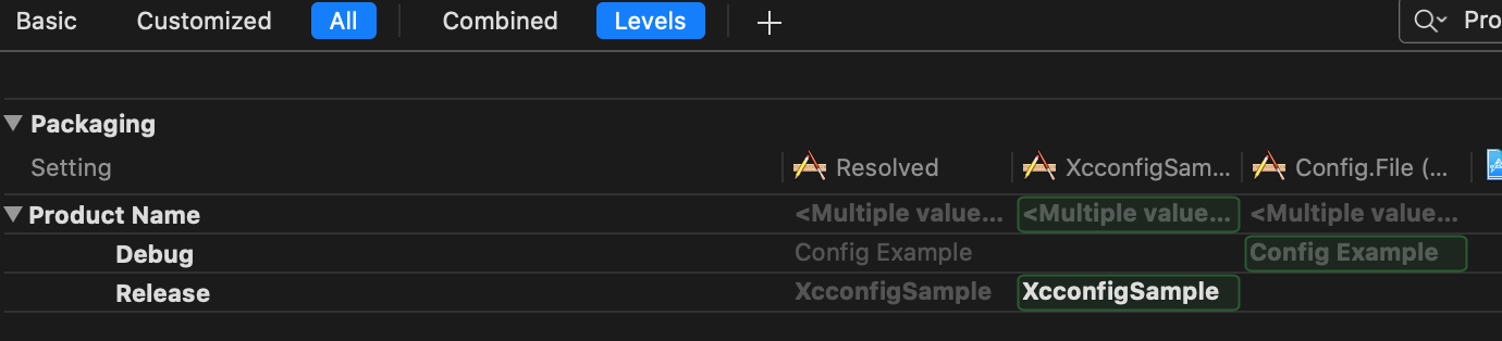 Xcode Levels view