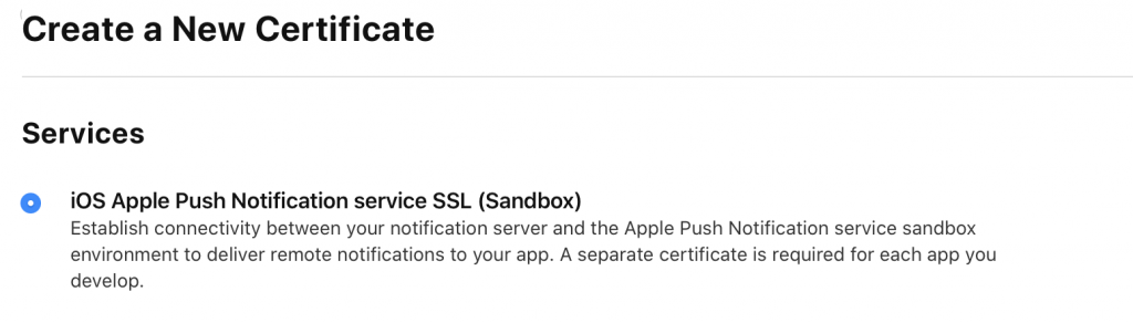 iOS Apple Push Notification service SSL (Sandbox) option