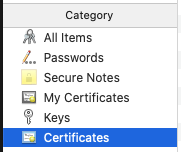 Certificates option selected