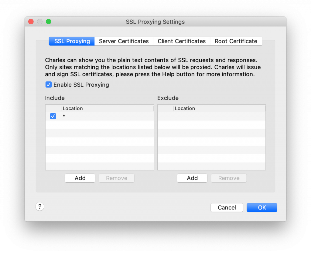 Wildcard SSL proxy settings