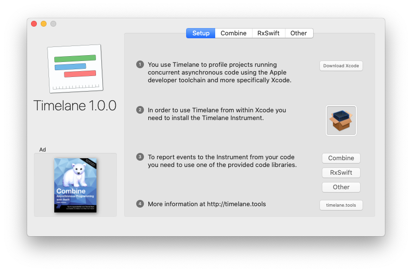 Screenshot of the Timelane installer app